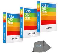 Polaroid Confezione da 3 pellicole istantanee a colori per fotocamere 600 e i-Type, 24 foto Bundle con un panno di pulizia