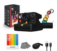 Polaroid Now+ Gen 2 fotocamera istantanea, nero, Bluetooth Now Plus con kit di 5 filtri per lenti e custodia, pellicola a 8 colori, funziona con Polaroid i-Type e 600 film, e panno per la pulizia
