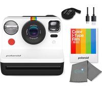 Polaroid Now I-Type Instant Film Camera - Pacchetto bianco e nero con una confezione di pellicole a colori i-Type (8 foto istantanee) e un panno per la pulizia Lumintrail