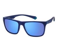 Polaroid Unisex Polaroid PLD 2141/S VGL/5X Occhiali da sole Plastica Blu opaco Blu Squadrata Polarizzata Specchiato