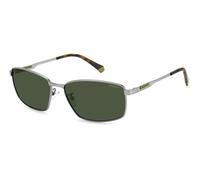 Polaroid Uomo PLD 2137/G/S/X R81/UC Occhiali da sole Acciaio Argento Opaco Verde Squadrata Polarizzata