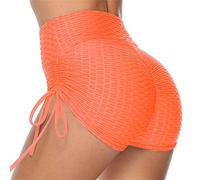 Pole Dance - Gesso a vita alta, per sport, culo arruffato, allenamento, corsa, leggings caldi da donna, set con pantaloncini, Colore: arancione., L