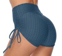 Pole Dance - Gesso a vita alta, per sport, culo arruffato, allenamento, corsa, leggings caldi da donna, set con pantaloncini, Blu scuro, XXL