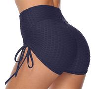 Pole Dance - Gesso a vita alta, per sport, culo arruffato, allenamento, corsa, leggings caldi da donna, set con pantaloncini, Blu marino, M