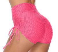 Pole Dance - Gesso a vita alta, per sport, culo arruffato, allenamento, corsa, leggings caldi da donna, set con pantaloncini, Rosso anguria., L