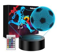 Polemera Regalo bambino maschio【Versione migliorata dell'icona dell'atleta】 | 3D Calcio Lampade con 16 colori cambia da telecomando, Regali di compleanno per ragazzi di 5-15 anni, ragazze e adolescenti