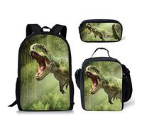 Poleo Tyrannosaurus Rex - Zaino per la scuola e da viaggio, per ragazze, ragazzi, ragazzi, adolescenti, con borsa per il pranzo, astuccio per matite e dinosauri, 3 m, Multisaurier-14, Taglia unica,