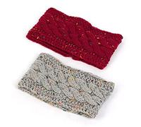 POLGDW Cerchietto per Capelli 2PCS Winter Headbands for Women Warmer Knit Soft Elastic Crochet Headband Chunky Head Wrap Elastici per Capelli(Y45)