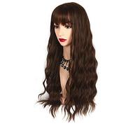 POLGDW Parrucche Lunghe Parrucche Sintetiche Ricci con Bangs Misto Rosa Marrone Grigio Viola Bianca Resistente al Calore in Fibra di Fibra di Fibra Capelli Cosplay Parrucche for Le Donne Parrucca(8)