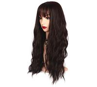 POLGDW Parrucche Lunghe Parrucche Sintetiche Ricci con Bangs Misto Rosa Marrone Grigio Viola Bianca Resistente al Calore in Fibra di Fibra di Fibra Capelli Cosplay Parrucche for Le Donne Parrucca(7)