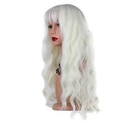 POLGDW Parrucche Lunghe Parrucche Sintetiche Ricci con Bangs Misto Rosa Marrone Grigio Viola Bianca Resistente al Calore in Fibra di Fibra di Fibra Capelli Cosplay Parrucche for Le Donne Parrucca(3)