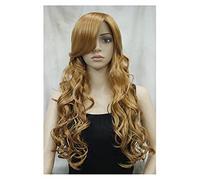 POLGDW Parrucche Parrucca Gialla Dorata delle Donne Capelli realistici Lunghi Capelli Ricci con Parrucche Botti Oblique Adatte for Il Partito Fotografico for Prestazioni del palcoscenico Parrucca