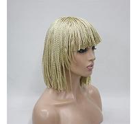 POLGDW Parrucche Parrucche Sintetiche Intrecciate for Capelli 10 "Pure Handmade Micro Intrecciato for Capelli Sintetici con Le Parrucche Bangs Capelli Corti for Le Donne Parrucca(Yellow)