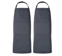 POLHIM 2 pezzi grembiule con 2 tasche per donna, uomo, chef (Cotone, Grigio)