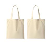 POLHIM® Borsa in cotone di alta qualità, 220 g/m², dimensioni 38 x 42 cm, manici lunghi 70 cm, 100% cotone naturale, 2 pezzi