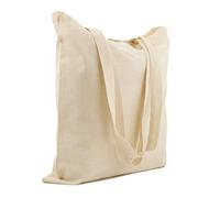 POLHIM® Borsa in tela di cotone riutilizzabile e lavabile- in tessuto - Salvietta, abbigliamento da ginnastica, gare, spiaggia, verdure, 38 x 42 cm, con manici 70 cm,1 pezzo (Naturel)