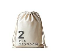 POLHIM Borsa in tessuto 100% cotone - 25 x 30 cm - Borsa con coulisse da dipingere - Borsa in tela di iuta, neutro, 25 x 30 cm, Pacchetto di 2