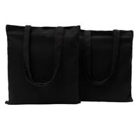 POLHIM® Borsa Shopper Cotone, 220 g/m², dimensioni 38 x 42 cm, manici lunghi 70 cm, 100% cotone Nero, 2 pezzi