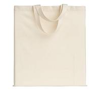 POLHIM Borsa Shopper in Cotone di qualità 145 g/m2 Dimensioni 38x42 cm Manici 35 cm Natura 100% Cotone. (Naturale, 10 Pezzi)