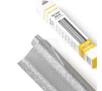 POLI-FLEX Pearl GLITTER - Pellicola glitterata per tessuti - Pellicola flessibile con effetto glitter da applicare con ferro da stiro, per magliette fai da te, argento, 30,5 cm x 61 cm