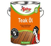 Poliboy Olio per Legno Teak, Olio per la Cura del Legno per legni duri Scuri, Protezione del Legno e rinnovamento dei Colori, Ideale per mobili da Giardino, 2,5 litro, Prodotto in Germania