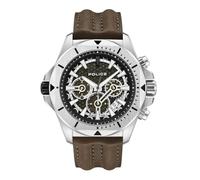 Orologio cronografo da uomo Police Bracciale in pelle Marrone Argento 42 mm Orologio da uomo Cronografo da uomo