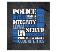 Police Decor Print - Dark Gray Background Wall Art on Photograph Paper, for Office, Bedroom or Station(Unframed,08x12inch(20x30cm))