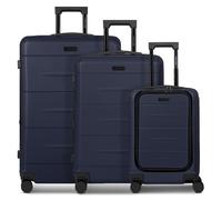Police London 4 ruote Set di valigie 3 pezzi con piega di espansione blu