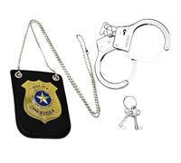 Police Manette,Accessori costume polizia, Set di accessori della polizia, Manette in Metallo con Chiavi, Distintivo della Polizia Set, per Bambini Halloween Carnevale Festa Costume Giochi di Ruolo