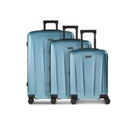 Police New York 4 ruote Set di valigie 3 pezzi espandibile blu