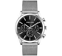 Police Orologio analogico da uomo al quarzo con cinturino in acciaio inossidabile, Nero, Bracciale
