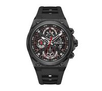 Orologio da uomo Police Cronografo Nero Rosso 44 mm Acciaio inossidabile Orologio da uomo in silicone Orologio analogico Cronografo Orologi da uomo