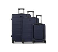 Police London 4 ruote Set di valigie 3 pezzi con piega di espansione blu
