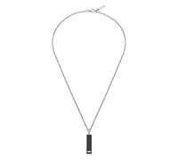 Police PEAGN0009001 - Collana da uomo Engage II, in acciaio inox, ciondolo con intarsio in fibra di carbonio, misura regolabile 50 cm, 50 cm, Acciaio inossidabile, Nessuna pietra preziosa