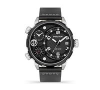 Police Ray PEWJB2195341 - Orologio multifunzione da uomo con quadrante nero e cinturino in pelle nera, cassa in acciaio inox da 51 mm, in confezione regalo, Pistola., misura unica, Cinturino