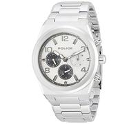 Police Salkantay - Orologio da polso da uomo con cinturino in silicone, cronografo, Argento/Bianco, Bracciale