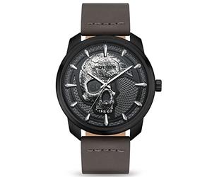 POLICE WATCHES RELOJ BLEDER 3H SILVER & GUN DIAL BROWN STRAP / 5 ATM