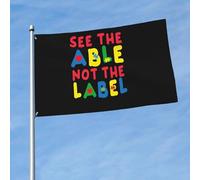 Poliestere Bandiera Della Casa See The Able Not The Label-Autism Awareness Bandiera Pirati Resistente Ai Raggi Uv Bandiera Da Giardino Per La Fattoria All'Aperto, Feste, Barca, 3X5 Ft