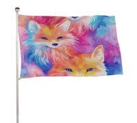 Poliestere Bandiera Stampata Tie Dye Foxes Bandiera Pirati Colore Vivido Bandiera Da Esterno Per Cortile, La Fattoria All'Aperto, Feste, 3X5 Ft