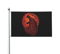 Poliestere Bandieraes Dell'Individualità 90X150Cm Old Viking Norse Mythology Rune Odin Wolf Bandiera Personalizzata All'Aperto Bandierine Per Cortile, Giardino, La Fattoria All'Aperto