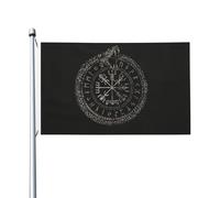 Poliestere Bandieraes Dell'Individualità 90X150Cm Viking Norse Mythology Pagan Rune Compass Pattern Bandierine Piccola Bandiera Da Cortile Per Feste, Barca, La Fattoria All'Aperto