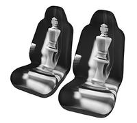 Poliestere Coprisedili per Auto Anteriori Vintage Black White Chess King Set di Copri Sedili Antiscivolo Cuscinetti per Sedile Auto per Camion, Macchina, Veicoli Vari, 52X138Cm