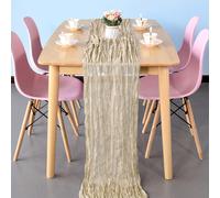 Poliestere Formaggio Panno Table Runner 300cm 400cm Matrimonio Tavolo Festa Deco