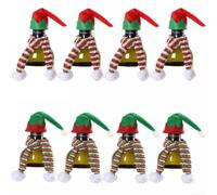 Poliestere per mini cappelli di Babbo Natale con sciarpe Confezione da 8 | Il set da 8 pezzi include mini cappelli e sciarpe, si adatta a bottiglie di vino standard, per un attimo allegria delle