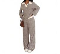 Poliestere per tinta unita Loungewear Set di due pezzi Poliestere (caffè S)
