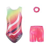 Poliestere Spandex Bambini Ginnastica Usura Strass Impreziosito per spettacoli teatrali Alta flessibilità Tessuto traspirante Scintillante con scintillante Body Allenamento Strass Spandex Costume