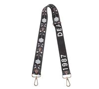 Poliestere Tracolla per Banjo Nero Motivo Floreale Regolabile | Accessorio per Banjo e Ukulele, Assorbe L’umidità, Riduce lo Stress, Aiuta a Prevenire Cadute