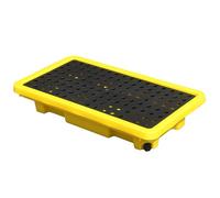Polietilene contenimento fuoriuscite piattaforma tamburo olio modulare giallo e nero design a prova di perdite con drenaggio per magazzini e fabbriche Soluzione kit fuoriuscita olio