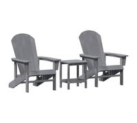 Polietilene resistente Modern elegante bianco 3 pezzi Grigio chiaro | Sedia da Giardino 3 pcs Grigio chiaro Polietilene 2 Sedie con Tavolino Set Resistente UV per Terrazza Patio Outdoor