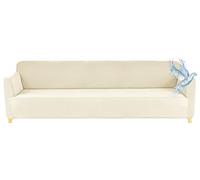 Poligino Copridivano 4 Posti con Braccioli | Copri Divano Impermeabile | Elasticizzato | AntiGraffio Gatto | Universale | Copridivano Indispensabile per Animali Domestici (4 Posti, Bianco Crema)